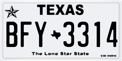 TX license plate BFY3314