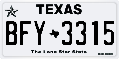 TX license plate BFY3315