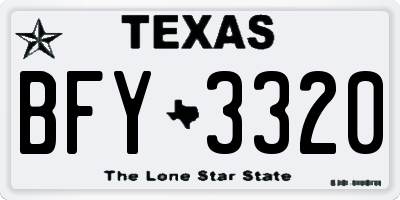 TX license plate BFY3320