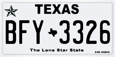 TX license plate BFY3326