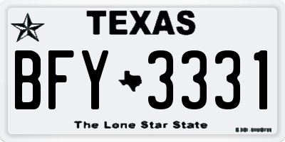 TX license plate BFY3331