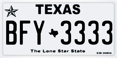 TX license plate BFY3333
