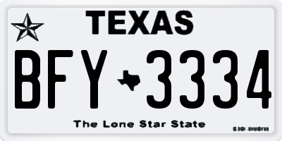 TX license plate BFY3334