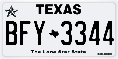 TX license plate BFY3344