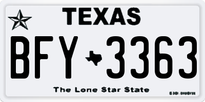 TX license plate BFY3363