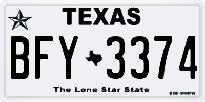 TX license plate BFY3374