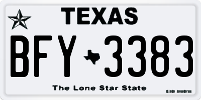 TX license plate BFY3383