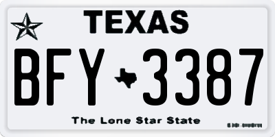 TX license plate BFY3387