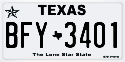 TX license plate BFY3401