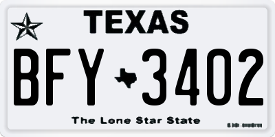 TX license plate BFY3402