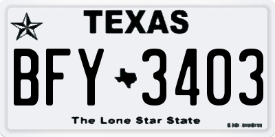 TX license plate BFY3403