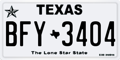 TX license plate BFY3404