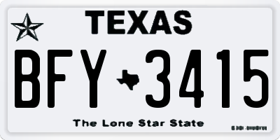 TX license plate BFY3415