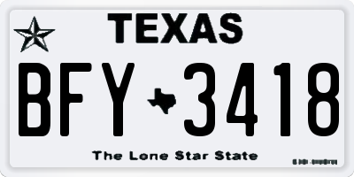TX license plate BFY3418