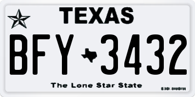 TX license plate BFY3432