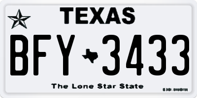 TX license plate BFY3433