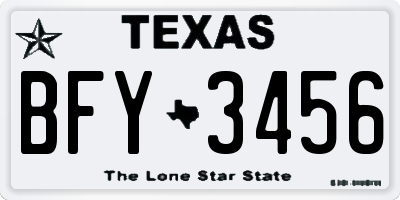 TX license plate BFY3456
