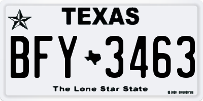 TX license plate BFY3463