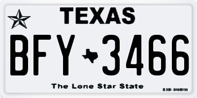 TX license plate BFY3466