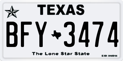 TX license plate BFY3474