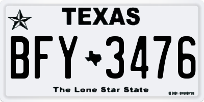TX license plate BFY3476