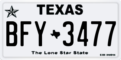TX license plate BFY3477