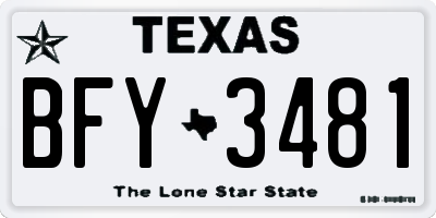 TX license plate BFY3481