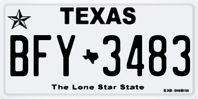 TX license plate BFY3483