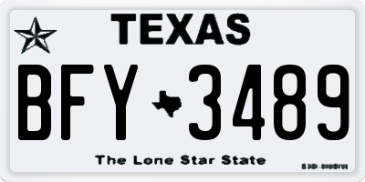 TX license plate BFY3489