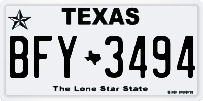 TX license plate BFY3494