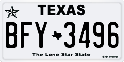 TX license plate BFY3496