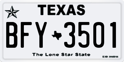 TX license plate BFY3501
