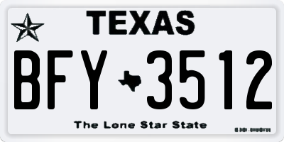TX license plate BFY3512