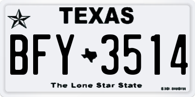 TX license plate BFY3514