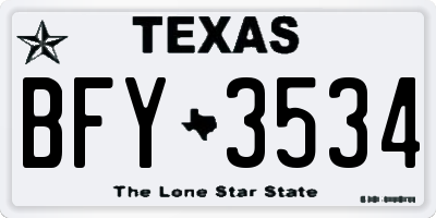 TX license plate BFY3534