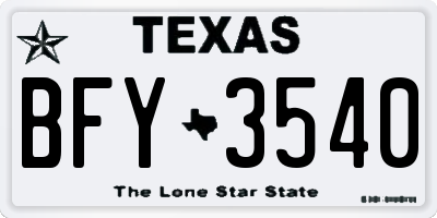 TX license plate BFY3540