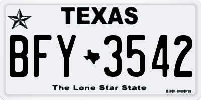 TX license plate BFY3542
