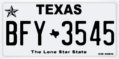 TX license plate BFY3545