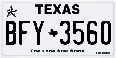 TX license plate BFY3560