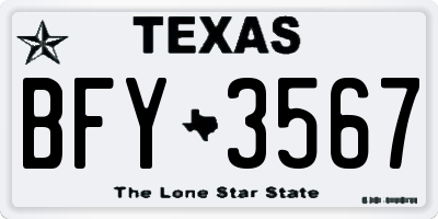 TX license plate BFY3567