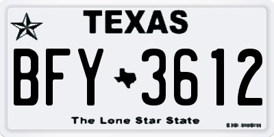 TX license plate BFY3612