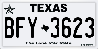 TX license plate BFY3623