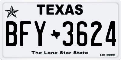 TX license plate BFY3624