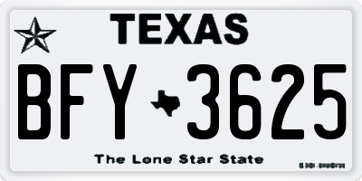 TX license plate BFY3625