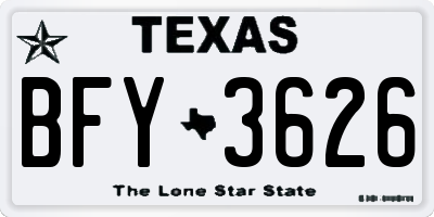 TX license plate BFY3626
