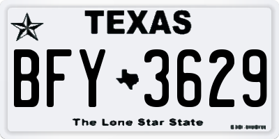 TX license plate BFY3629