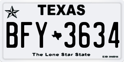 TX license plate BFY3634