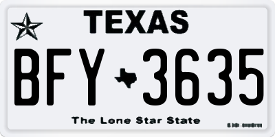 TX license plate BFY3635