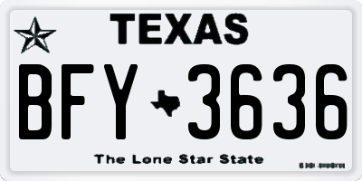 TX license plate BFY3636