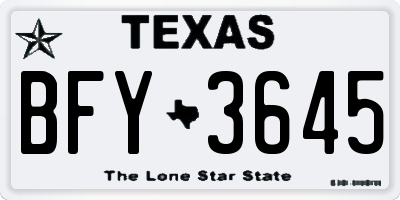 TX license plate BFY3645